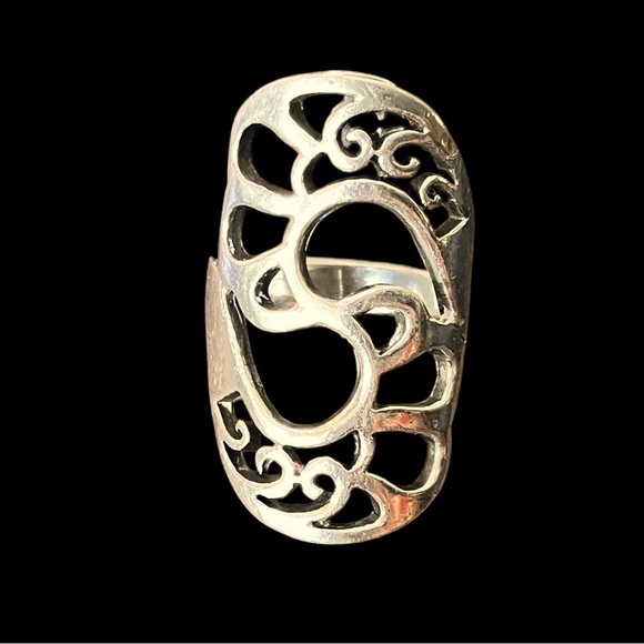 Sterling Silver Open Filigree Hand Crafted Ring Size 8.5 6grams - Picture 1 of 7